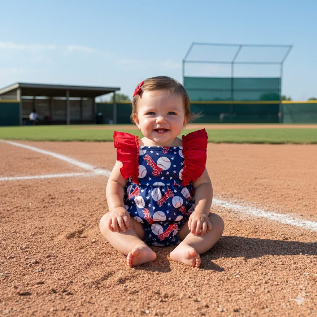 Play Ball Girl Romper